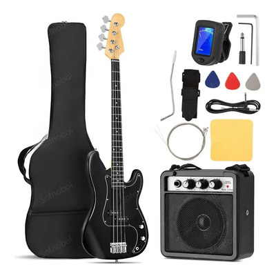 Bajo Eléctrico Sofnobol 4 Cuerdas Negro Kit Con Amplificador Y Accesorios | Envío gratis