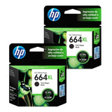 Pack X2 Hp 664xl Negro Original F6v31al 1115 2135 2136 2138