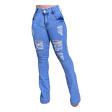 Calça Jeans Feminina Boca Larga Elastano Cós Alto Promoção!