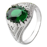 Anillo Ovalado Verde Esmeralda Moda Moda Joyería Hombre Rega