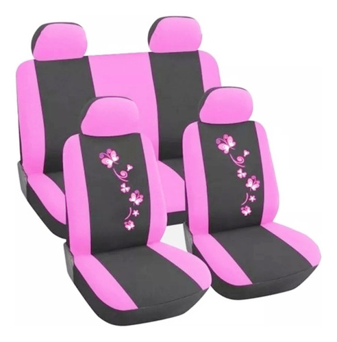 Funda Cubre Asiento 8pcs Mariposas Flores Auto Universal 