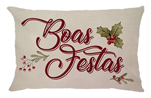 Capa De Almofada Em Linho Natal Boas Festas Retangular