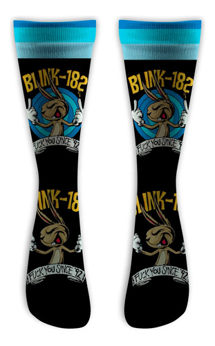 Meia Cano Alto - Blink 182 - Rabit Black 