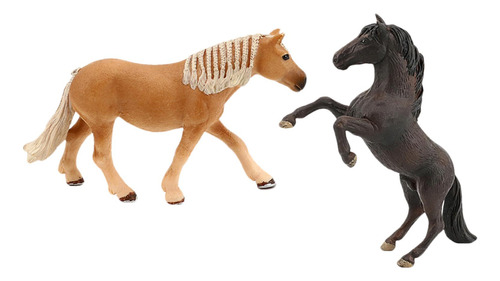 2 Miniaturas De Cavalos Com Figuras Realistas De Animais
