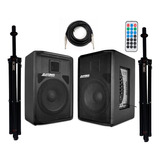 Kit Caixa De Som Ativa Passiva 500w Rms + 2 Tripe + Cabo 10m