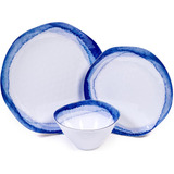 Set De Platos Vajilla Melamina Azul Lavado 12 Pz Dinnerware