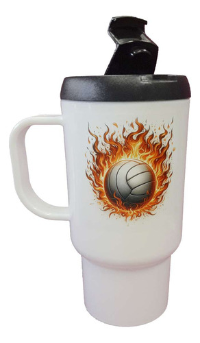 Jarro Termico Pelota Voley Llamas Fuego Deporte M4