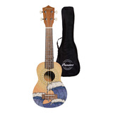 Ukelele Soprano Bamboo Diseño Wave Con Funda