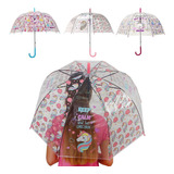 Guarda Chuva Moda Infantil Transparente Unicórnio Lindo 