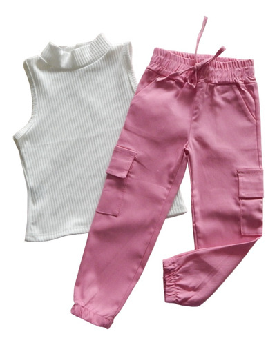 Moda Blogueirinha Infantil Conjunto Cropped E Calça Jogger