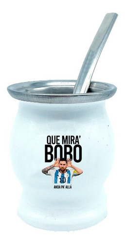Mate Blanco Messi Que Mira Bobo Anda Pa Lla C/ Grabado Color
