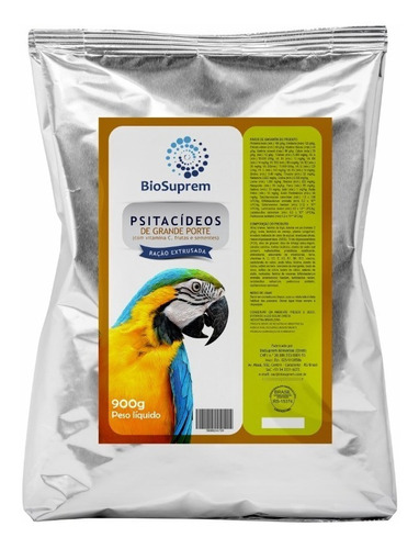 Extrusada Papagaio E Arara C/ Frutas, Semente 900g Biosuprem