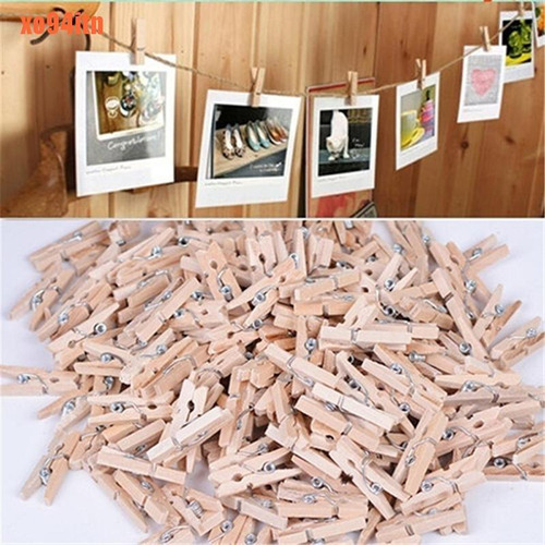 100 Pcs Mini Ganchos De Madera Pinzas Decoración Fotos