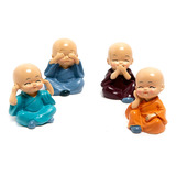 Kit 4 Peças Buda Decoração Sábios Monges Cego Surdo Mudo