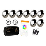 Kit Led Piscina Com Módulo Wifi + 8 Leds Rgb 9w Inox + Fonte