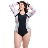 Traje De Baño Deportivo Manga Larga Lila