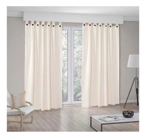 Juego De Cortinas Rusticas 140x210 Color Crudo