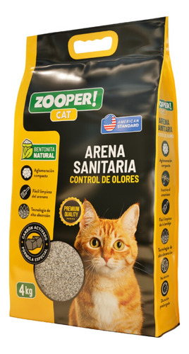 Arena Sanitaria Zooper Cat Control De Olores 4 Kg Por Unidad X 4kg De Peso Neto  Y 4kg De Peso Por Unidad
