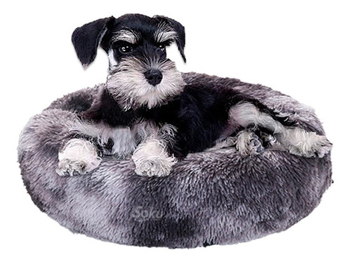 Cama Perro Cojin Puff Gato Anti Estres Extra Suave Mascota Color Gris