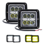 Par Faros Cuadrados 6 Led Fija Estrobo 4x4 Jeep Bicolor