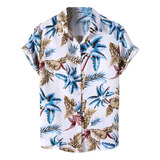 Camiseta De Playa Cómoda Hawaiana De Manga Corta Para Hombre