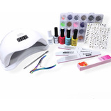 Kit De Uñas Permanente + Decoraciónes + Lámpara 48w