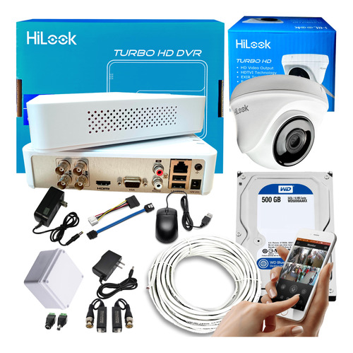 Kit Cámaras Seguridad Hilook Hikvision Dvr 4 Ch + 1 Cam + Dd