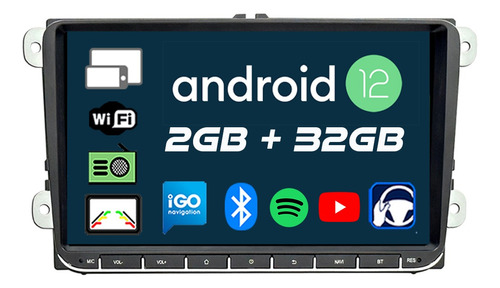 Estereo Pantalla 9''  2gb+32gb Android 12 Vw Suran Gol Trend