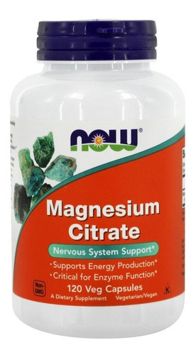 Magnesio Citrate Now 120 Capsulas - Sistema Nervioso Sabor Natural