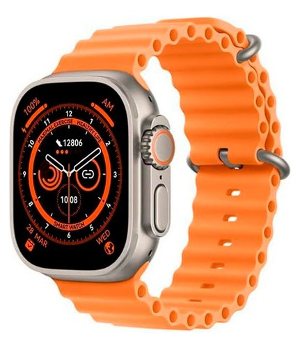 Reloj Inteligente T800 Ultra Smartwatch Reloj Inteligente Color De La Caja Plateado Color De La Correa Naranja