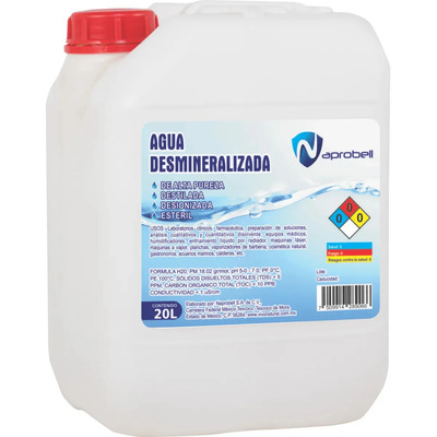 Agua Destilada Desmineralizada Desionizada Naprobell 20 L | Meses sin interés