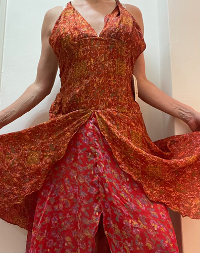 Vestido De La India Con Gajos De Seda Bien Suelto Nuevo