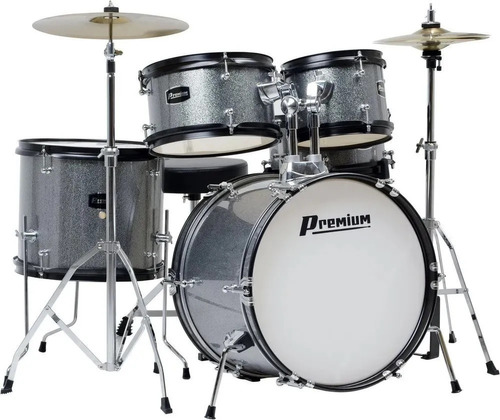 Bateria Infantil Premium Dx45j Prata Completa