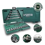 Jogo Soquete 1/4 3/8 Chaves E A Torx 35 Peças Sata Cor Verde