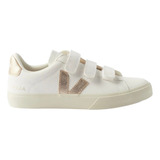 Tenis Veja Blanco De Broche Con Logo Dorado Originales