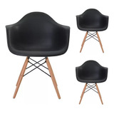 Kit 3 Cadeiras Charles Eames Wood Com Braços - Frete Grátis