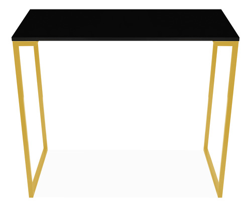 Mesa Executiva Escritório Industrial 90 Cm Dourado E Preto