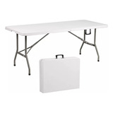 Mesa Plegable Camping 180 X 75 Cms Portátil Color Blanco