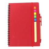 Libreta Cuaderno Con Pluma Y Separadores Color Rojo