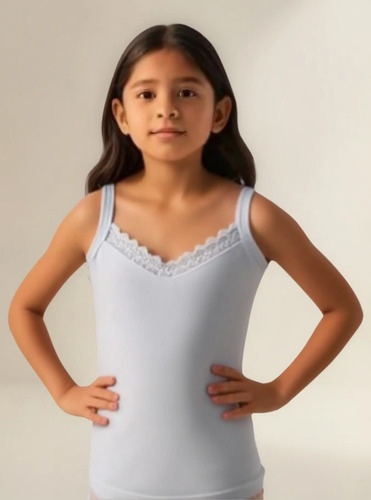 6pz Camiseta Tirante Delgado Algodón Interior Niña Estreiia