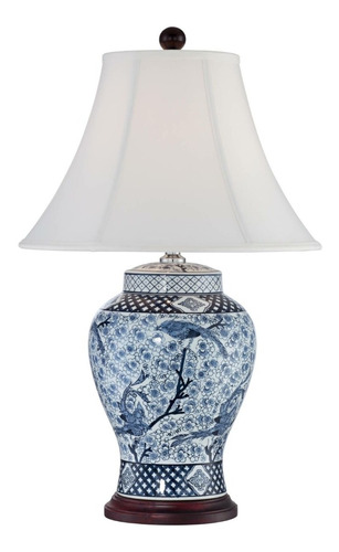 Lámpara Jarron Porcelana China Azul Blanco Sala Dormitorio