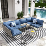 Conjunto Muebles Patio 7 Piezas, Sofá Rattan Pe, Cojines Lav