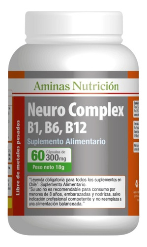 Vitamina B1 B6 B12 Neuro Complex Aminas 60cap Envio Gratis