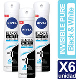 Desodorante Nivea Invisible Pure Black & White X6 Unid