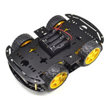 Kit Chassi 4wd Rodas Robótica Carro Robô Arduino - Preto Nfe