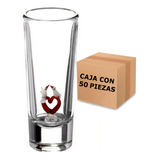 Set 50 Caballito Shot Tequilero 2oz Amor Corazón Con Palomas