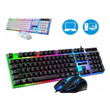 Kit Teclado Mouse Gamer Luz Rgb Iluminado Led Usb