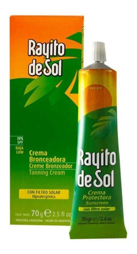 Bronzeador Solar Potencializador  Rayito De Sol Fps6 70g