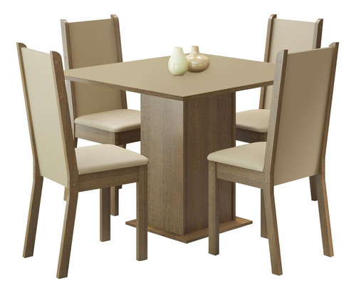 Jurgo Comedor Madesa Alana Mesa Tapa Madera 4 Sillas - M/c/b