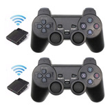 2 Controles Manete Sem Fio Playstation 2 Ps2 Playstation 1 Cor Preto